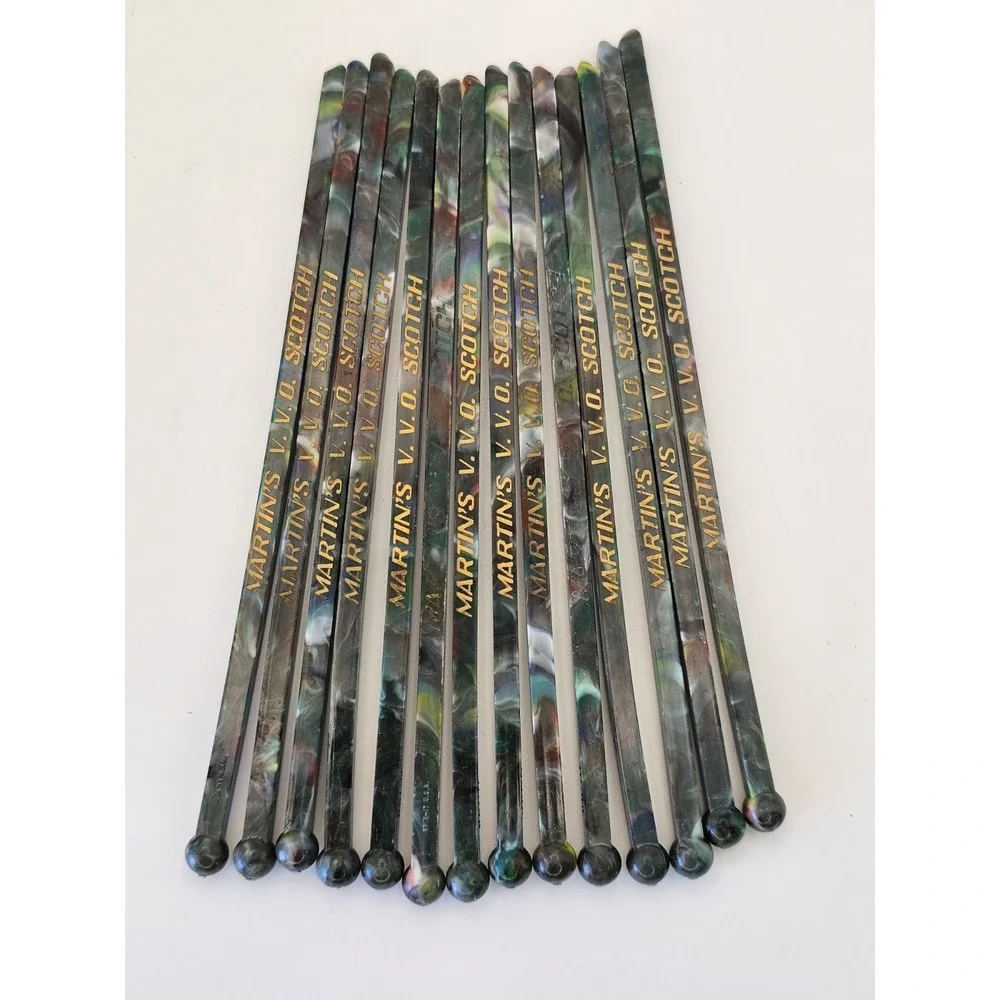 Vtg Lot Of 14‎ Martin's V.V.O. Scotch Stir Sticks MCM Barware Marbled Multicolor